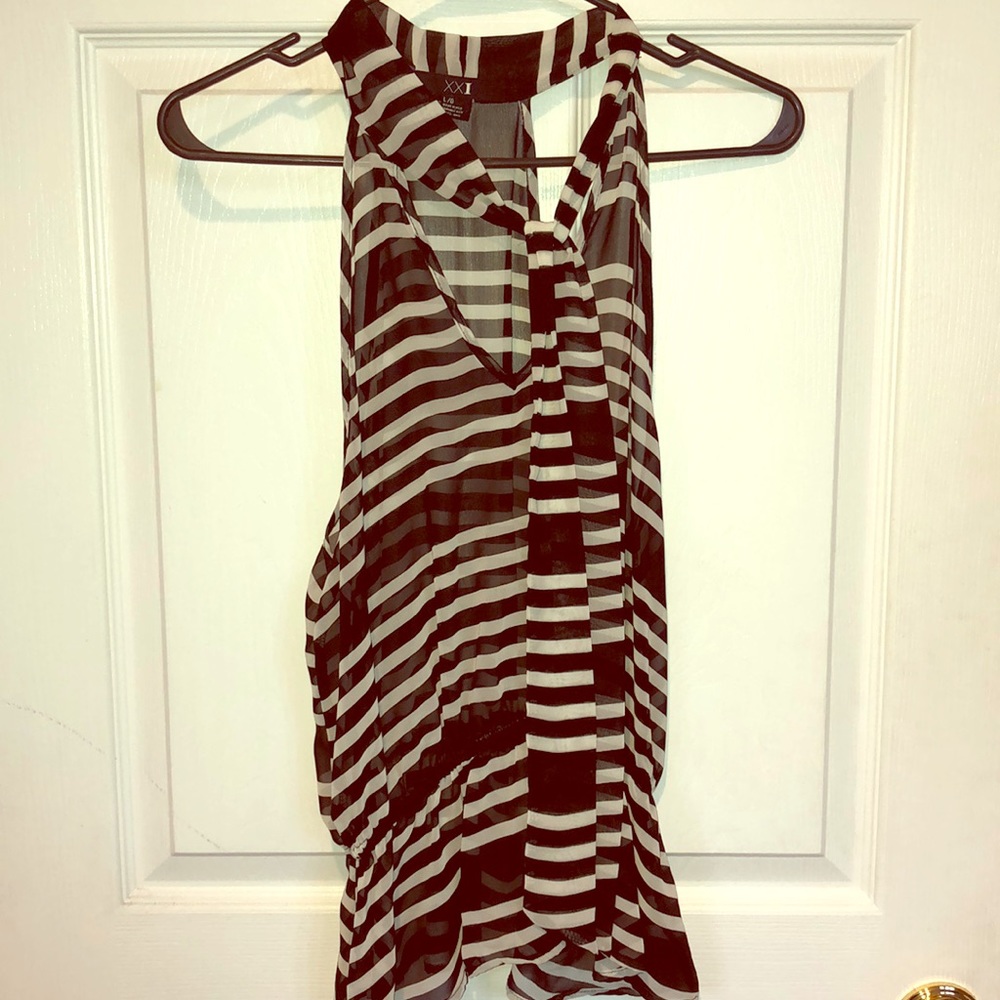 Forever 21 Black & White Striped Tank Blouse